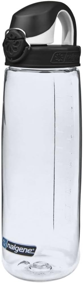 Image of Nalgene On The Fly Lock-Top Water Bottle, Clear w /Black, 22 Ounces (Pack of 6)