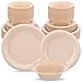Kifmurase 150Pcs Compostable Paper Plates and Bowls Set, 7 Inch 9 Inch Disposable Paper Plates, 12OZ Bowls for Party Dinner, Bagasse Natural Eco-Friendly Sugarcane 1
