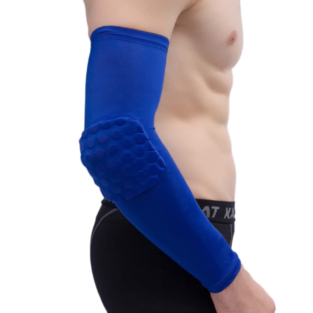 LTLCLZ 1Pair Arm Sleeve Armband Elbow Support Basketball Arm Sleeve Breathable Football Safety Sport Elbow Pad Brace Protector,Blue,XL