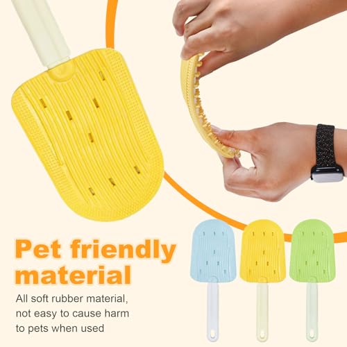 Image of Cat Tongue Comb, Pet Grooming Brush for Cats Shedding Cat Brush for Long Haired Cats, Pet Ice Cream Removal Comb, Shedding and Combing, Easily Removes Fur Reducing Hairballs (Yellow+Blue)