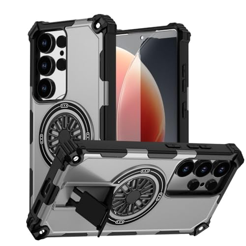 Galaxy A06�p ���ȕی�P�[�X�A��]�����O�L�b�N�X�^���h�ƃ}�O�l�b�g�T�[�N���t���A�~���^���[�O���[�h�̗����ی�ϏՌ��J�o�[�A�V���o�[�AGalaxy A06�p