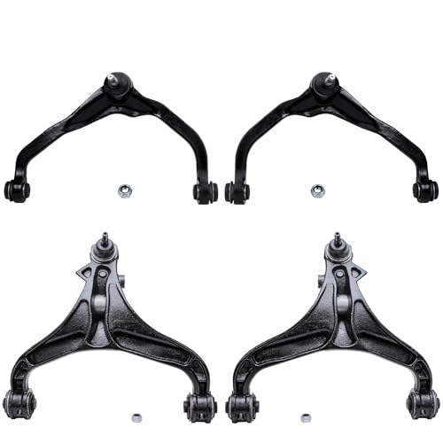 Image of Detroit Axle - Front 4pc Control Arms for 08-12 Jeep Liberty, 07-11 Dodge Nitro, 4 Upper & Lower Control Arms with Ball Joints 2008 2009 2010 2011 2012 Replacement