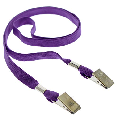 Bulk 100 Pack - Face Mask Lanyards - Comfortable Neck Straps For Tickets, Badges & More - Twist Free 2 Hook Design (1 On Each End) For Special Event Badges, Credentials And Ticket Holders (Purple) #TOP27