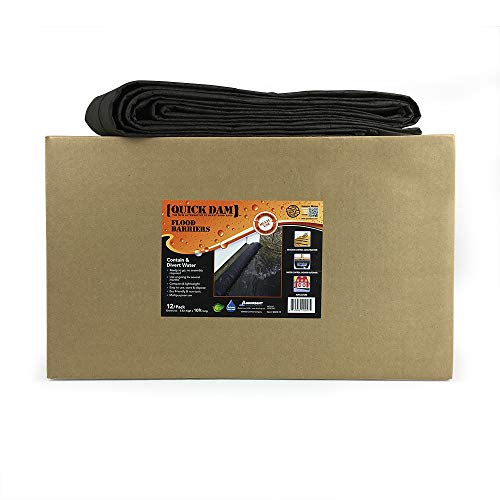 Quick Dam Qd610-12 Water-Activated Flood Barrier-10 Feet-12/Pack, 12 Pack, Black, 12 Count #TOP4