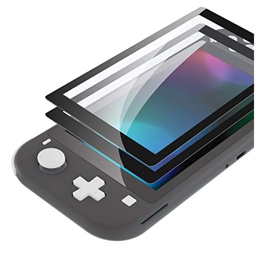 eXtremeRate 2 Pack Black Border Transparent HD Clear Saver Protector Film, Tempered Glass Screen Protector for Nintendo Switch Lite [Anti-Scratch, Anti-Fingerprint, Shatterproof, Bubble-Free]