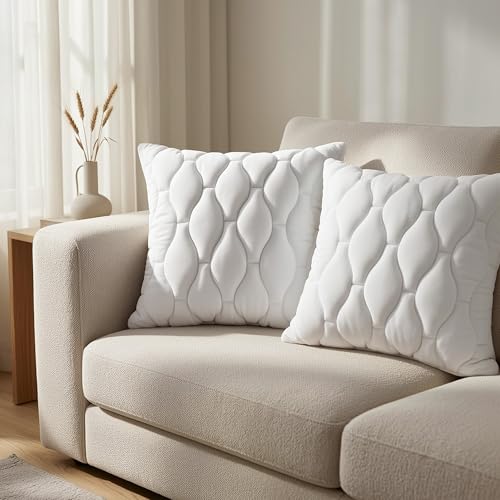 Utopia Bedding Cuscini trapuntati (Confezione da 2) 40 x 40 cm, Cuscini trapuntati per letto e cuscini decorativi, Cuscini per divano (Bianco) - Immagine 1