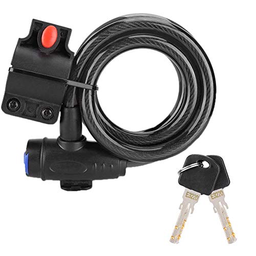 Candado de cable de acero largo para bicicleta de montaña con soporte, candado antirrobo de seguridad para bicicleta para bicicleta con fuerte capacidad de uso, para bicicleta, puerta plegable, puerta