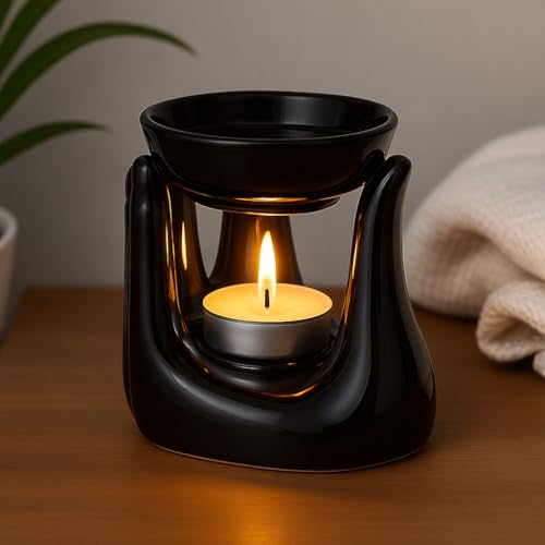 Pure Source India Ceramic Hand Type Aroma Diffuser Oil Burner with Lavender & Rose Oil...
