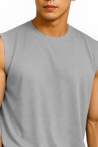 Image of JUGULAR Tank Tops Sleeveless T-Shirt for Men Gym Wear Vest Solid Stylish Round Neck Running for Sports Workout Fitness & Casual or Beach Wear
