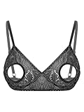 YONGHS Women Hollow Out Nipples Lingerie Bare Exposed Breast Lace Bra Underwired Sheer Push Up Bras Top Black 5X-Large