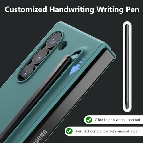 Image of Nillkin for Samsung Fold 6 Case with Built-in Compact Writing Pen, Superior Liquid Silicone & Wireless Charging & S Pen Holder Slot Protective Samsung Galaxy Z Fold6 Slim S Pen Phone Case, Green