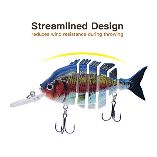 ROSE KULI Fishing Lures for Bass Multi Jointed Hard Crankbaits Lifelike Fishing Bait Tackle Kits