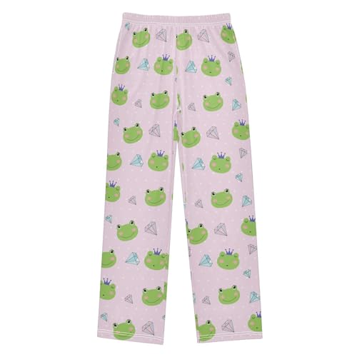 Frog Diamond Print Boys Long Pants Soft Trousers Elastic Waist Kids Lounge Bottoms with Pockets S-XL