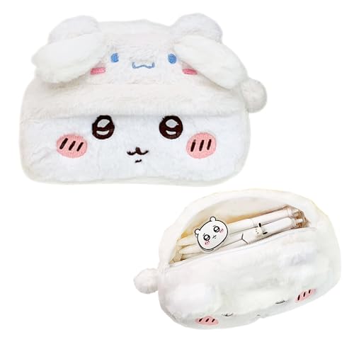 Image of FunBlast Fur Pencil Pouch for Girls - Cute Cartoon Multi-Purpose Zipper Case for School Kids, Cosmetic Pouch for Girls, Travel Organizer Bag, Pouches for School /Office (White)