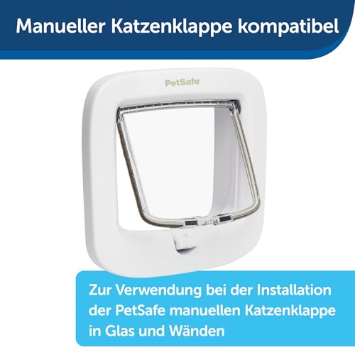 PetSafe - Installationsrahmen für Microchip & Manuell Verriegelnde Katzenklappe - Vielseitig, Energieeffizient, Einfache Installation - Weiß