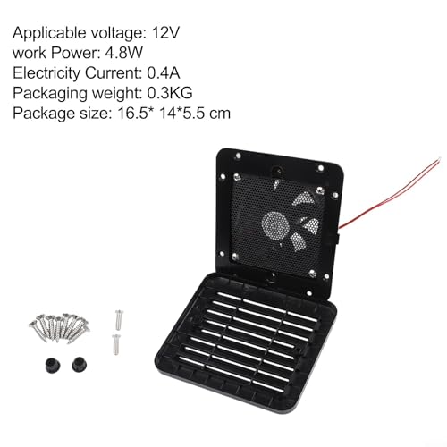 Ventilador extractor lateral de 12V en ABS negro para caravanas 4