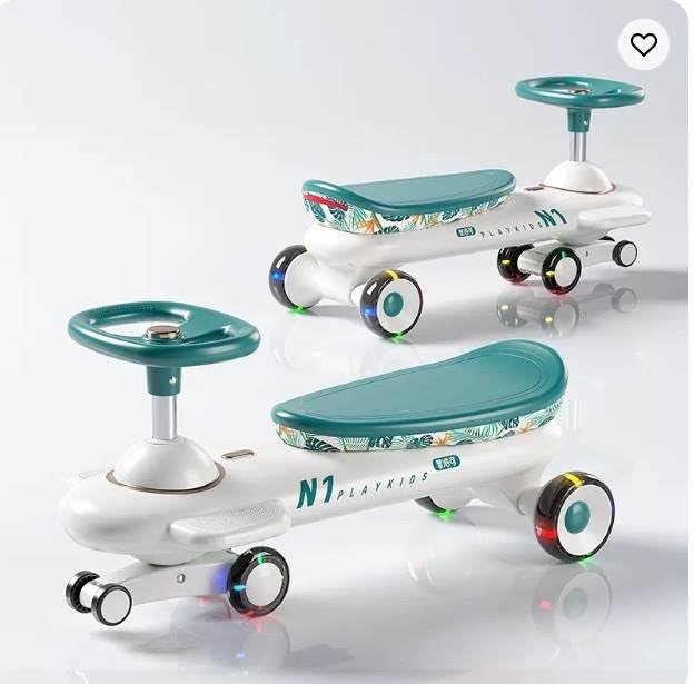 Wiggle Car for Kids-Swing Car, Ride-on Toy with LED Flashing Wheels No Batteries, Uses Twist,Turn, Wiggle Movement to Steer, Ride-on Toy for Boys Girls 3 Year Old and Up (Green Timber Glider)