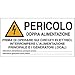 NEW CARTELLO SEGNALETICO - Pericolo doppia alimentazione prima di operare sui circuiti elettrici - Adesivo Extra Resistente, Pannello in Forex, Pannello In Alluminio (ADESIVO 20X31 CM)