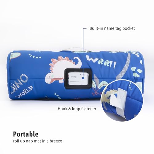 Image of MORAIS Toddler Nap Mat with Pillow and Blanket, 52 inch x 20 inch Lightweight and Soft Nap Mat for Preschool, Daycare, Travel Sleeping Bags