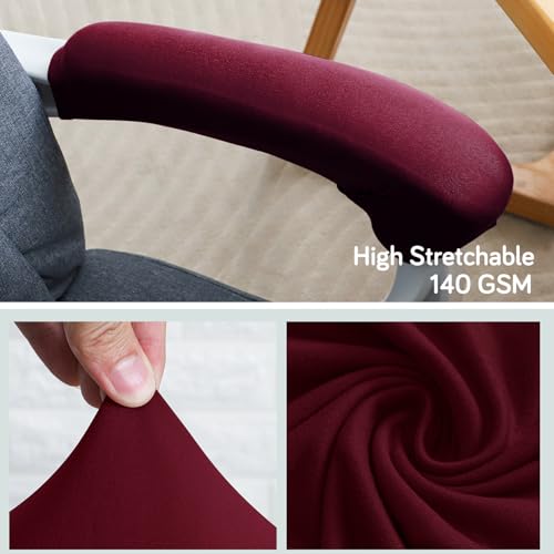 Image of HOKIPO 'SereneSolids' 140 GSM Armrest Covers for Office Chair (Zipper Style), 1 Pair, Burgundy (AR-5934-BRGN)