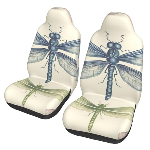 Housse de siège avant universelle auto camion SUV respirante motif libellule lot de 2