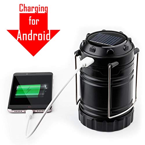 4 Pack Solar USB Rechargeable 3 AA Power Brightest COB LED Camping Lantern with Magnetic Base, Charging for Android, Waterproof Collapsible Emergency LED Light - Thumbnail 4