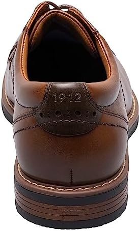 Nunn Bush Men's Centro Flex Cap Toe Oxford Dress Casual Leather Comfortable Lace Up, Cognac, 9 Wide | Image 4