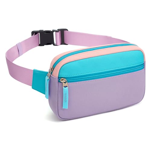Image of Fanny Pack Birthday Gifts for 7 8 9 10 11 12 13 Year Old Teens Girls Kids, Preppy Cute Trendy Stuff Colorblock Crossbody Bag Adjustable Belt Bags, Dorm Travel Essentials for Girl Fashion