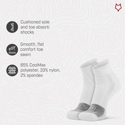 Foxriver Mens Wick Dry Triathlon Lightweight Sport Quarter Crew Athletic Socks, White, Large #TOP3