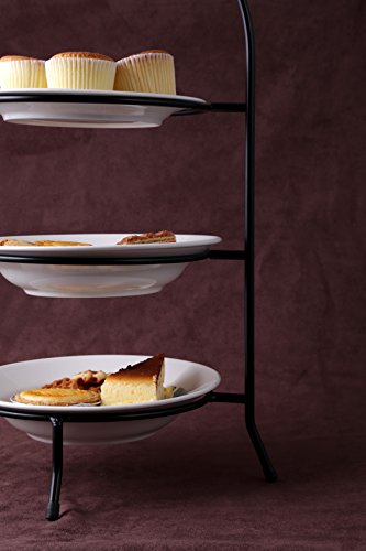 Creative Home Iron Works 3-Tier Metal Dessert Plate Rack Cake Stand Dessert Cupcake Tea Party Serving Platter Stand For Home Gathering Wedding Party, 8.2" X 10.9" X 18.5" H, Black #TOP3