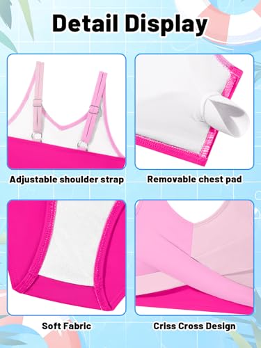 Image of Girls Swimsuit 2 Piece Bikini Set Swimwear Solid Color Bathing Suit 9-16T | Tropical Floral, Criss Cross, for Teen & Preteen