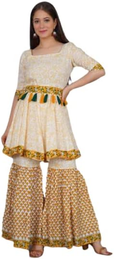 Solanki Enterprises Rayon Fabric Chitrarekha Womens Kurta with Palazzo for Women and Girl (X-Large) Black