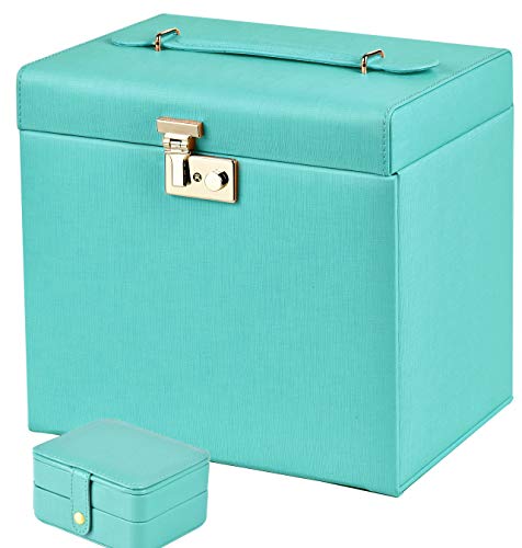 SANSREPONSE ジュエリーボックス 大容量 鍵付き 豪華 アクセサリーケース アクセサリー収納 アクセサリーボックス 宝石箱 ミラー付き ピアス ネックレス 指輪置き (ティファニーブルー) SANSREPONSE ジュエリーボックス 大容量 鍵付き 豪華 アクセサリーケース アクセサリー収納 アクセサリーボックス 宝石箱 ミラー付き ピアス ネックレス 指輪置き (ティファニーブルー)
