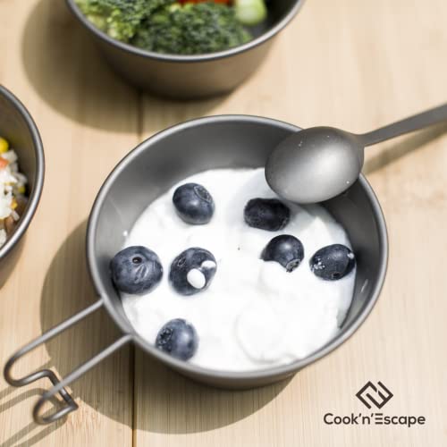 Cook'n'escape Titanium Camping Cooking Utensils Set, Camping Spoon Fork Knife Combo Flatware Set, Lightweight Spork With Carabiner Clip For Kitchen Travel Picnic Hiking Backpacking Outdoors #TOP7