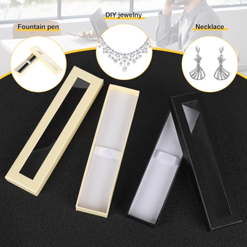 Image of 42 Pcs Empty Pen Gift Boxes With Clear Lid And Cushion (Black, White) | Cardboard Display Boxes For Pens, Jewelry, Gifts, Office Supplies, Souvenirs, Presentations And Holiday Giving