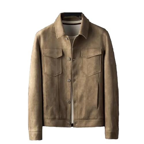 Men's Leather Jacket Business Casual Vintage Cargo Short Jacket Retro Slim Fit Outwear