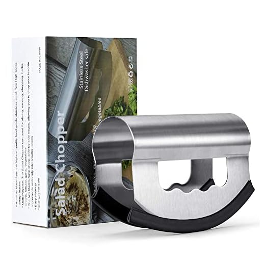Salad Knife Chopper with Protective Cover - Stainless Steel Salad Cutter, Double Blade Chopping Knife, Mezzaluna Salad Chopper for Salad and Vegetable Mincing