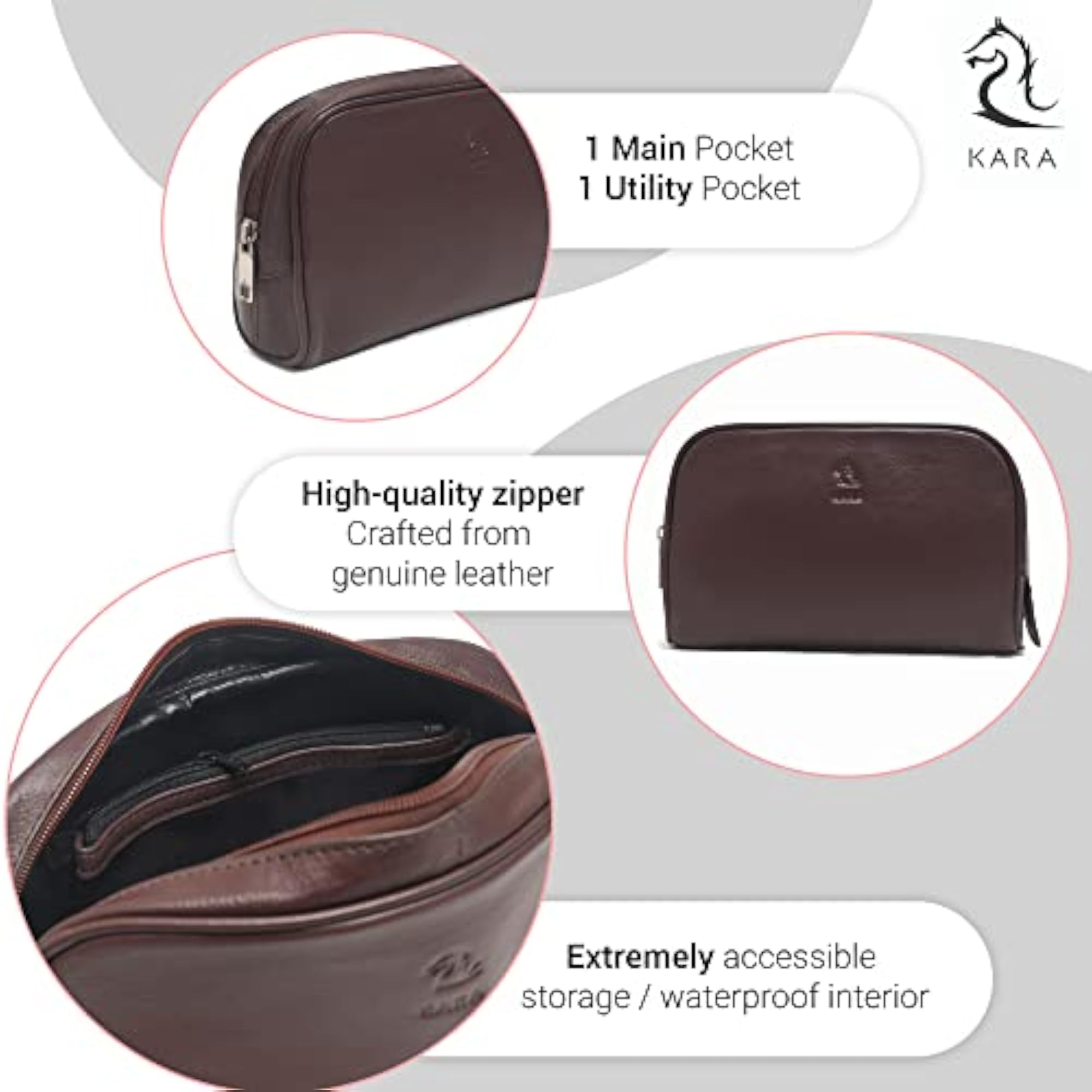 Multipurpose Malia Portable Toiletry Kit, Genuine Leather Pouch