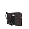 Coach F58035 Corner Zip Wristlet in Signature Coated Canvas Brown Black