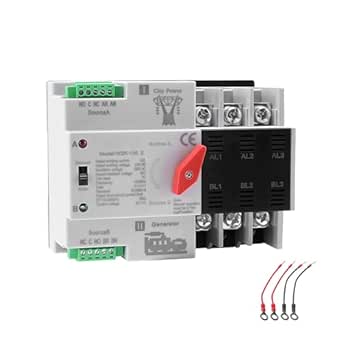 100Amp AC110V Automatic/Manual Transfer Switch 3P 50/60Hz, 3POLE 100A Mini ATS Solar Auto Dual Power Switch W2R for Home Generator, Din Rail Mount