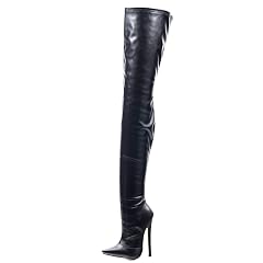 Vujkliy 18CM 7IN Pointed Toe Over The Knee Boots Thick Zipper high Heels Sexy Nightclub Pole Dance Performance