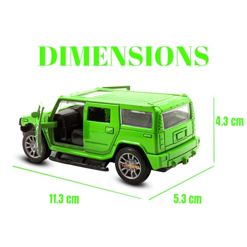 Image of Toy Cloud DieCast Model Cars Hummer Metal Car for Kids Pull Back Action Opening Doors Toy Cars for Boys 5-8 Years - Green
