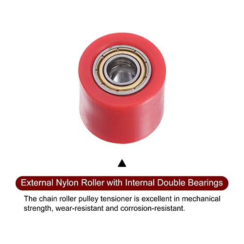 sourcing map Kettenrolle Riemen Scheibe Spanner 10mm Nylon Zylinder Schieberegler für Mini Motorrad Dirt Fahrrad Atv Go-Kart Schiebetür Bewässerung Ausrüstung Rot