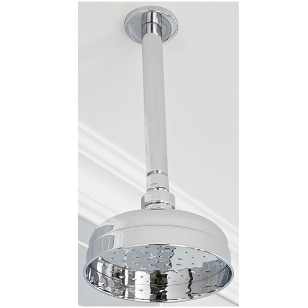 Milano Chrome Elizabeth 155Mm Round Rainfall Shower Head Ceiling Mounted Arm