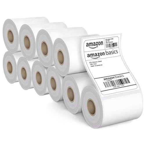 Image of Amazon Basics 70gsm Thermal Label Printer Paper - 4 inch x 6 inch (100 x 150 mm)| Ideal for Shipping, Parcel, Barcode, and Address Labels - 400 Labels per Roll (Pack of 10)