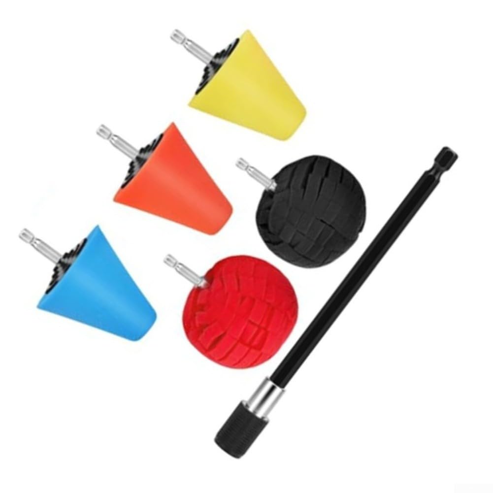 Kit 6 Piezas Esponjas Cono Pulido Llantas Coche Taladro