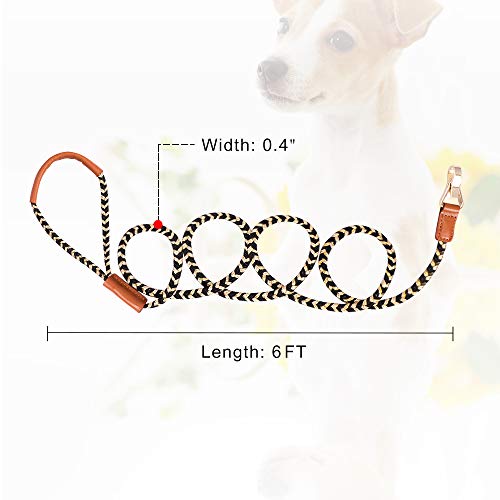 PetsHome Dog Leash, Pet Leash Strong Durable 6 FT Leash for Control Safety Training, Walking Lead for Small to Large Dogs Black