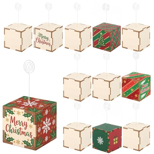 Geelin 12 Pcs DIY Wood Photo Blocks with Holders