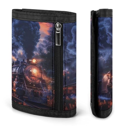 Train The Express American Railroad Trifold Wallets Slim Coin Purse Card Holder Durable Money Clip for Women Men3