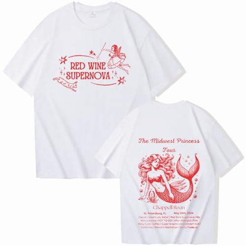 Photo de Chappell Roan T Shirt De Concert De Tournée D'été Sweat Shirt À Manches Courtes en Coton À Col Rond pour Hommes Et Femmes Chemise Hip Hop Grande Taille-White||l
